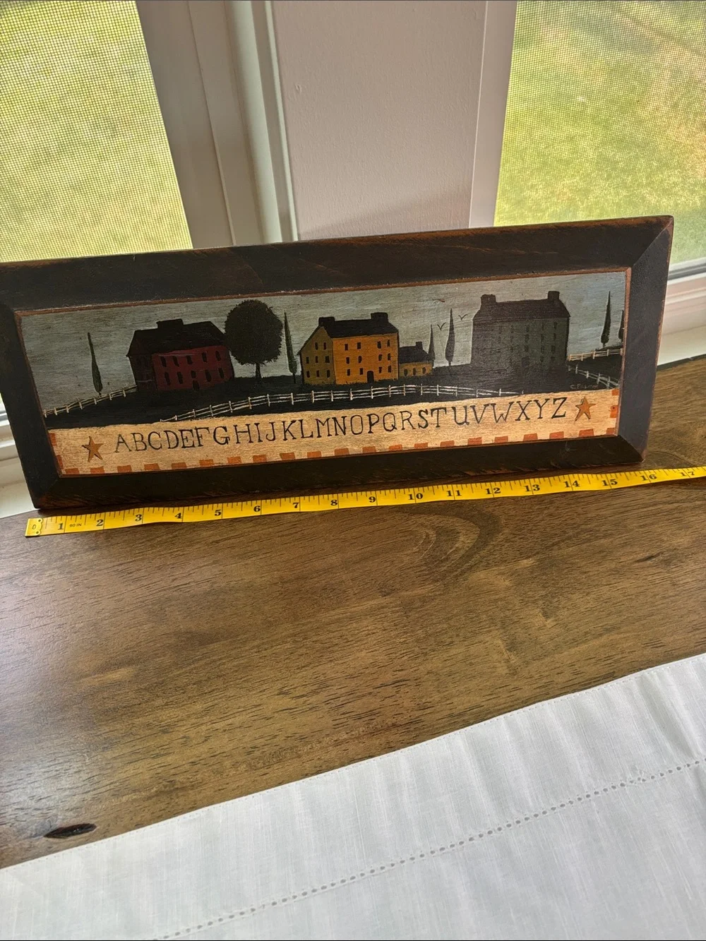Vintage Wooden C.Palmer Signed Countryside Alphabet Art Primitive Folk Art